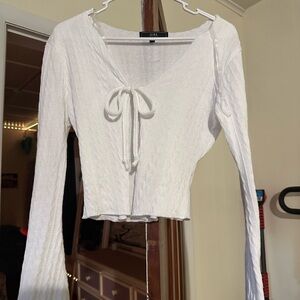 White Ribbed Knit Top
